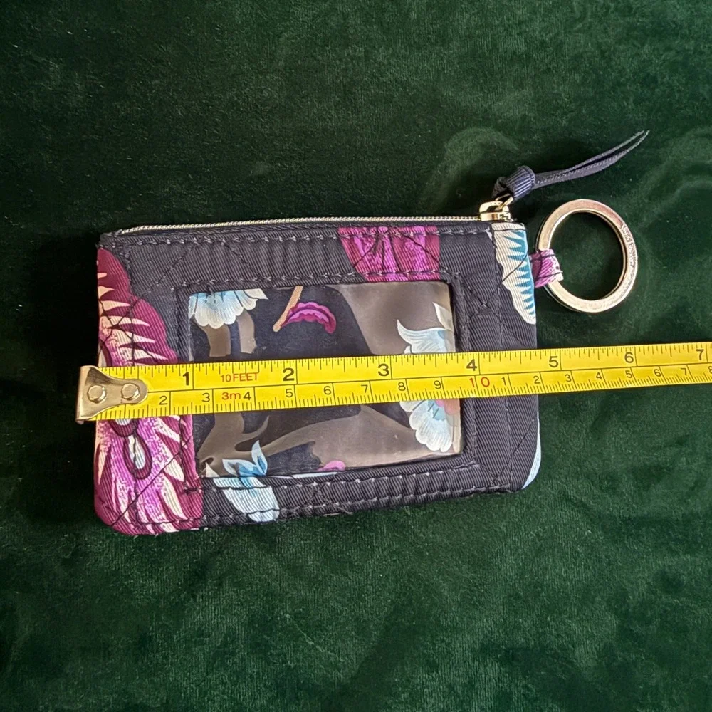 Vera Bradley Zip ID Case Floral Quilted Wallet Keychain 102661‎ VBG20